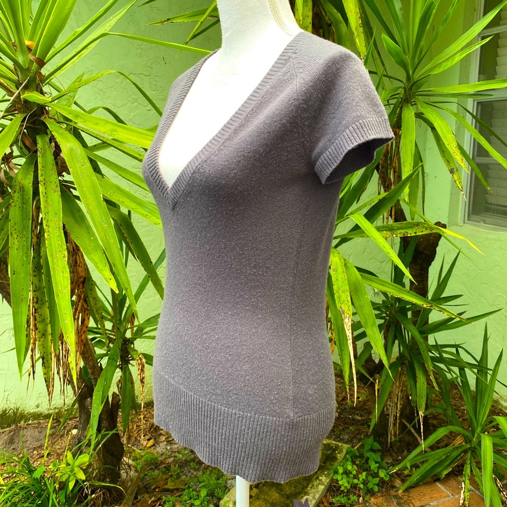 Gray Cashmere V neck Sweater